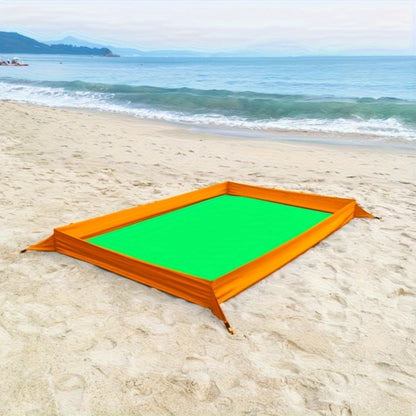 Sand-Wall Beach Mat with Four Stakes and Carry Bag, 140 x 220cm in Six Printed Styles for Outdoor Picnics