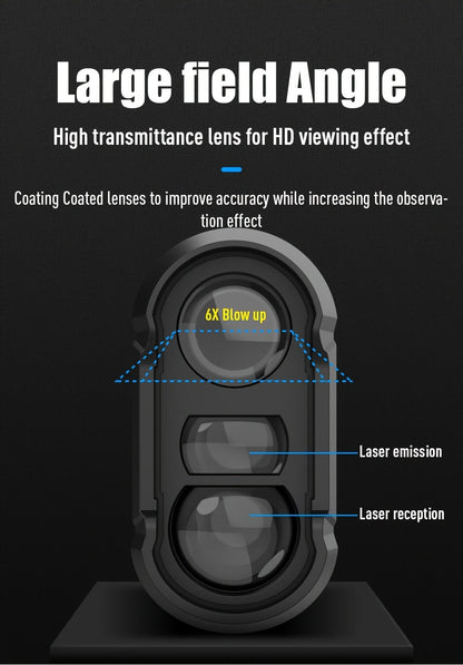 White Golf Laser Rangefinder, Model LAB12 with 1200-Yard Source Rating, 6x Optics and USB Charging