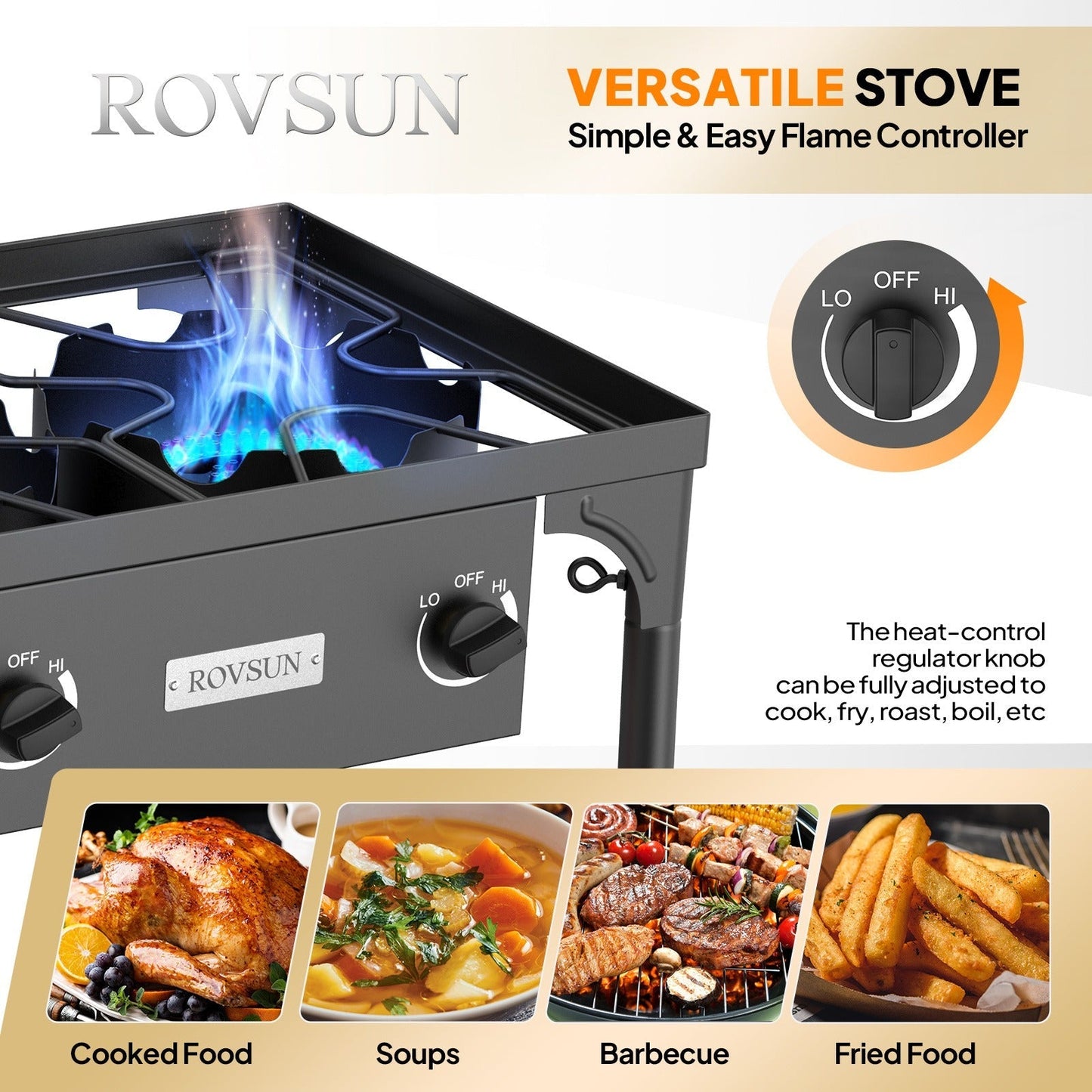 Outdoor Propane Burner Stove Cast Iron High Pressure Gas Cooker with Detachable Stand Legs