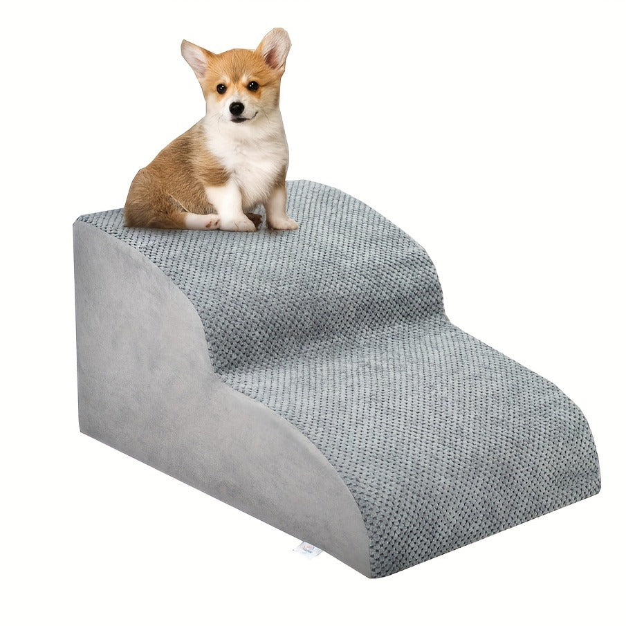 Dog Stairs for High Beds & Sofa – Extra Wide Foam Pet Steps with Non-Slip Bottom, Soft Cushioned Dog Ramp for Couch, Ideal for Small Dogs
