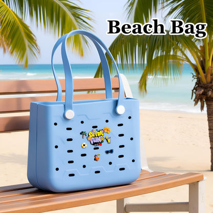EVA Beach Bag for Women with Drainage Holes Waterproof Tote Bag Summer Outdoor Camping Shopping Travel Bag with Cute Decorations