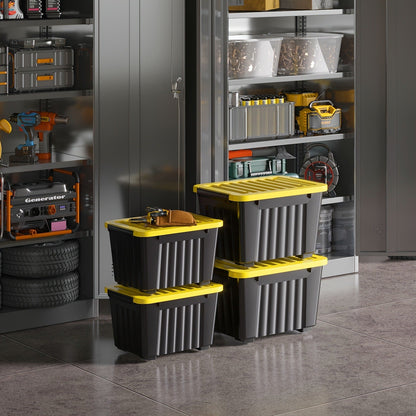72QT or 97QT Stackable Storage Container Sets with Latching Lids in Clear, Pink/White or Gray/Yellow