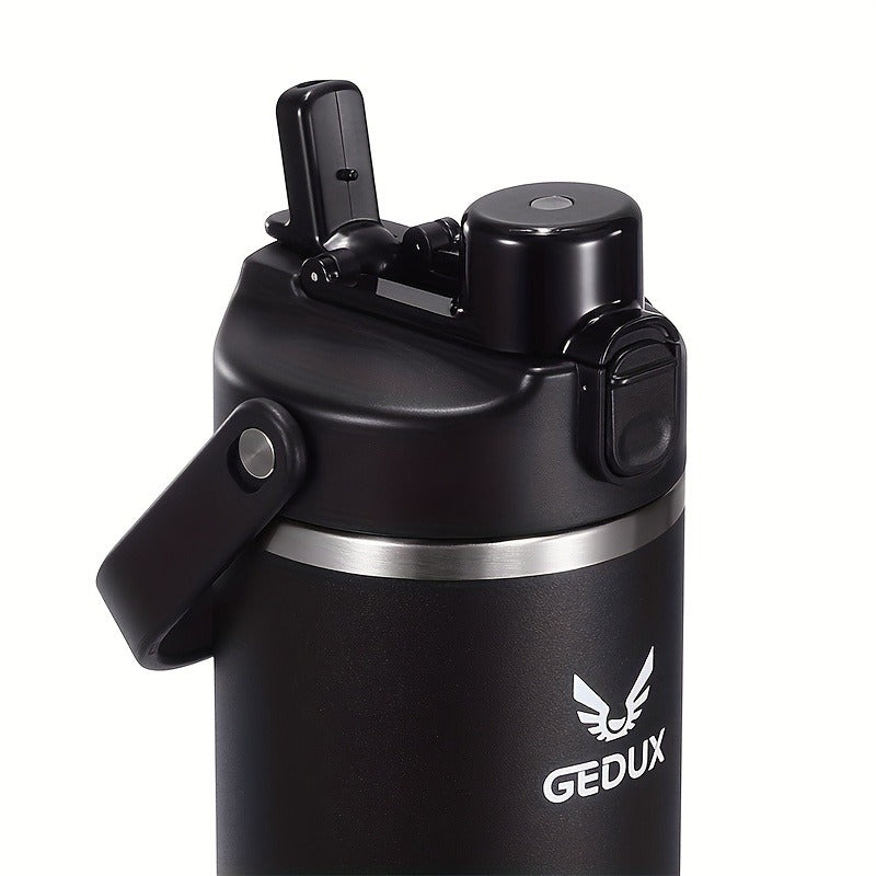 GEDUX Stainless Steel Water Bottle with Handled Lid and Removable Cup in 32oz or 40oz and Nine Styles