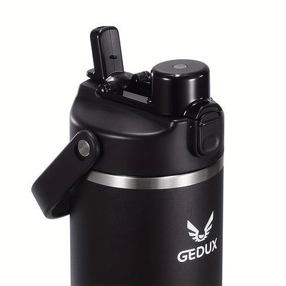 GEDUX Stainless Steel Water Bottle with Handled Lid and Removable Cup in 32oz or 40oz and Nine Styles