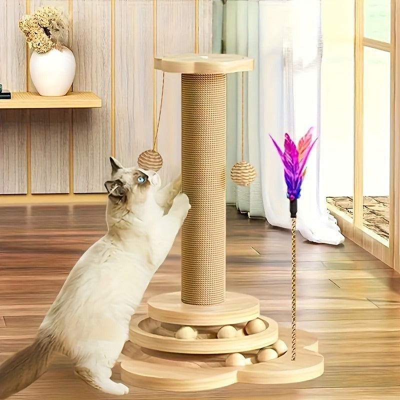 Cat Scratching Post Sisal Vertical Scratcher – Solid Wood Base, Wear-Resistant Rope, Multiple Styles: Standard, Mushroom & Dolphin Shapes