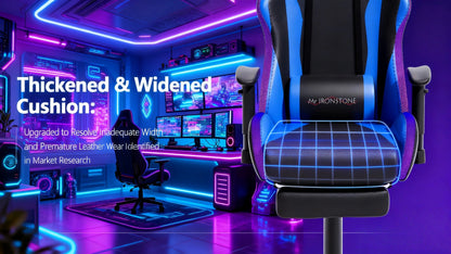 Gaming Chair with 7-Point Vibration Massage, Bluetooth Speakers, RGB Lighting, Footrest and 400lb Rating