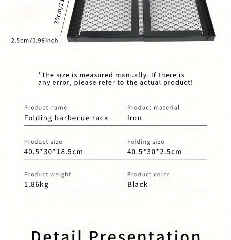 Portable Camping Bonfire Grill with Storage Bag – Heavy Duty Iron Barbecue Rack for Outdoor Picnic, RV Party & Firewood Heating