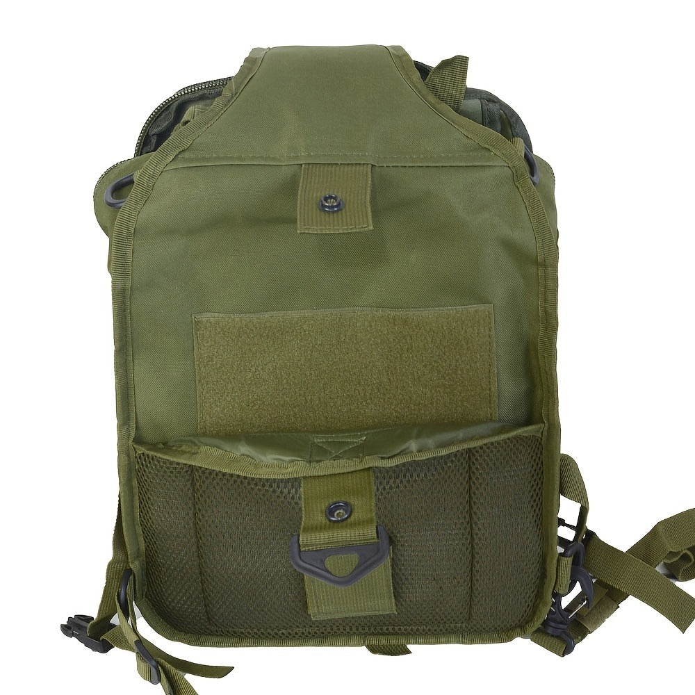 Multi-Pocket Tactical Chest Sling Bag with Adjustable Shoulder Strap in Black, Fern Green or Khaki
