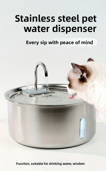 Large Stainless Steel Pet Water Fountain 236oz / 7L – Automatic Cat & Dog Water Dispenser, Multi-Stage Filtration