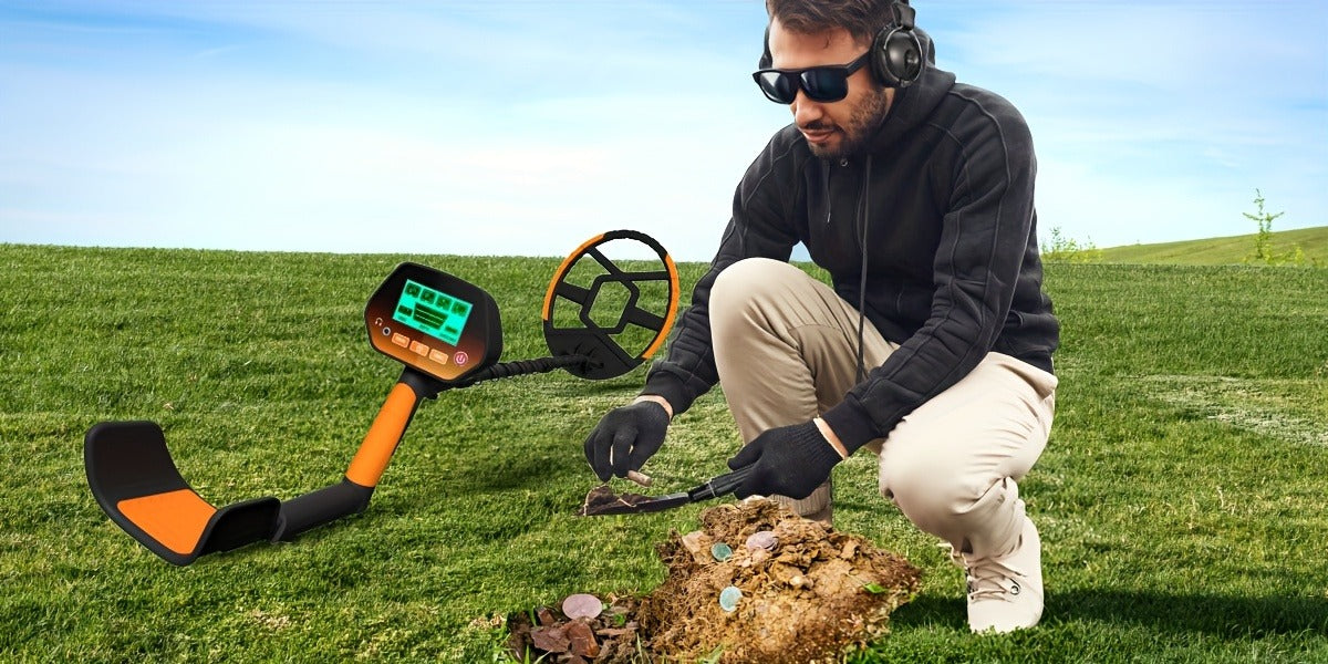 Metal Detector with LCD Display 8-Inch Coil 4 Modes Waterproof for Coins Relics Gold