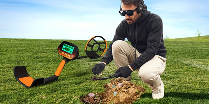Metal Detector with LCD Display 8-Inch Coil 4 Modes Waterproof for Coins Relics Gold