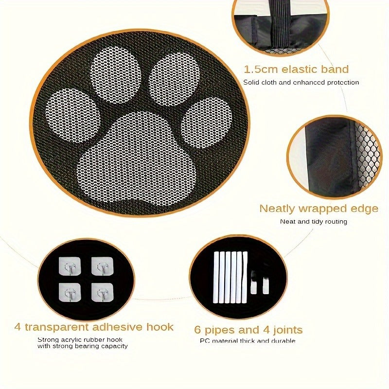 Pet Gate Folding Mesh Dog Safety Fence Isolation Net – Portable Collapsible Pet Barrier for Doorways Stairs Cars