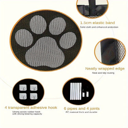 Pet Gate Folding Mesh Dog Safety Fence Isolation Net – Portable Collapsible Pet Barrier for Doorways Stairs Cars