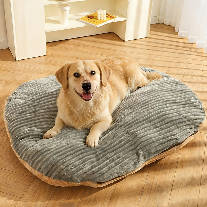 Furry Round Pet Bed for Dogs & Cats – Soft Warm Washable Dog Bed with Anti-Slip Base, Foldable Breathable Plush Cat Bed Mattress