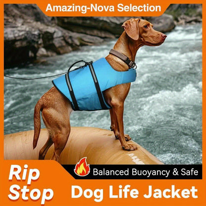 Dog Life Jacket Ripstop Swim Vest with Handle – Buoyancy Flotation Dog Life Vest for Swimming, Boating & Water Safety, Sizes XS to XL