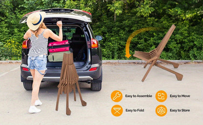 Wood Folding Outdoor Chairs Set of 1/2/4 for Camping, Travel and Outdoor Use, with the Listed Configuration