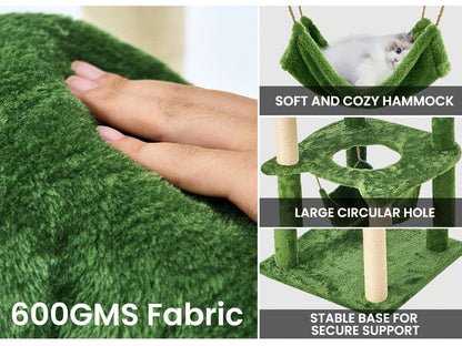 55-Inch Plant-Style Cat Tree with Platforms, Round Pass-Through Perch, Hammock and Four Colors