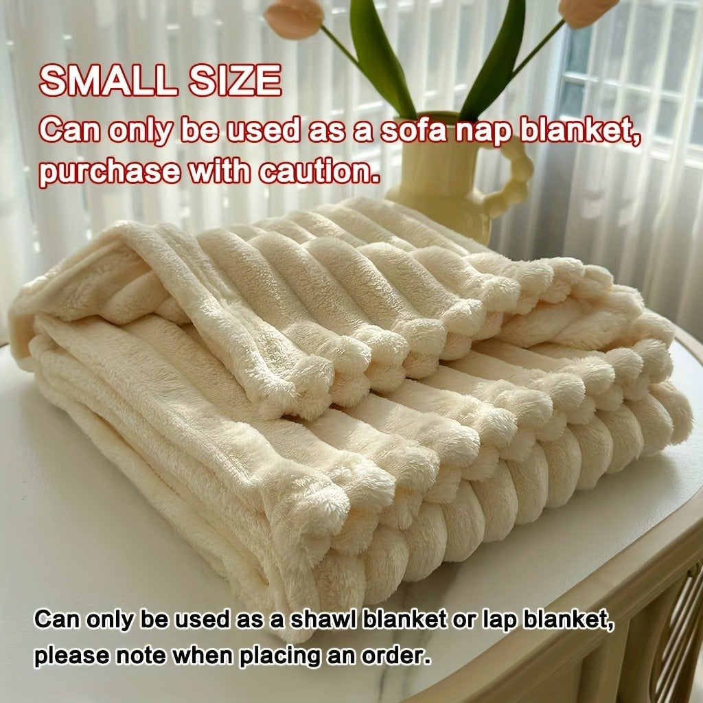 Fleece Blanket Double-Sided 3D Faux Rabbit Fur Throw – Ultra-Soft Thick 300-350g/m² for Home, Office, Travel & Camping