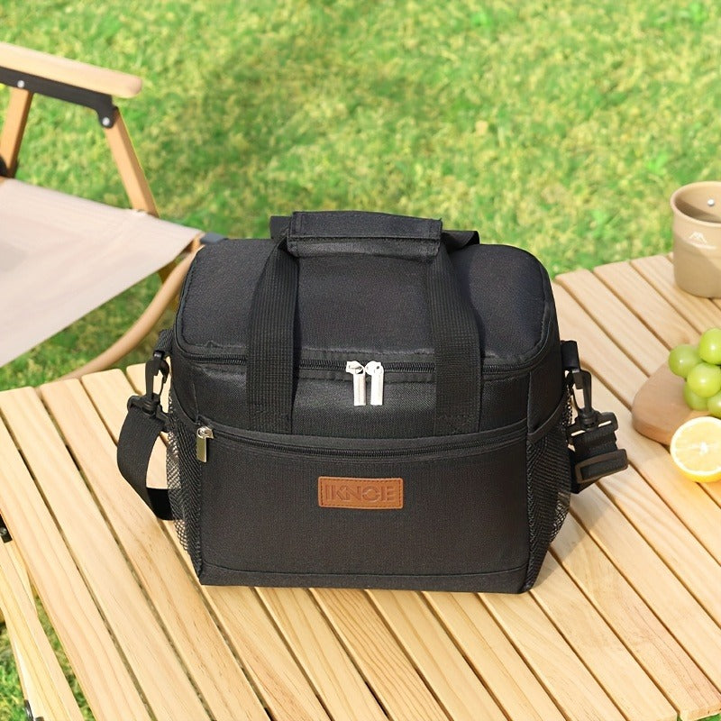Structured Lunch Tote with Shoulder Strap in Black, Green, Big Flower or Daisy Pattern Options