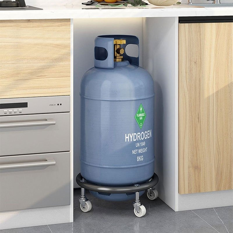 Propane Tank Dolly with 4 Locking Wheels, Gas Cylinder Cart & Movable Base for Tanks, Garden Pots & Storage