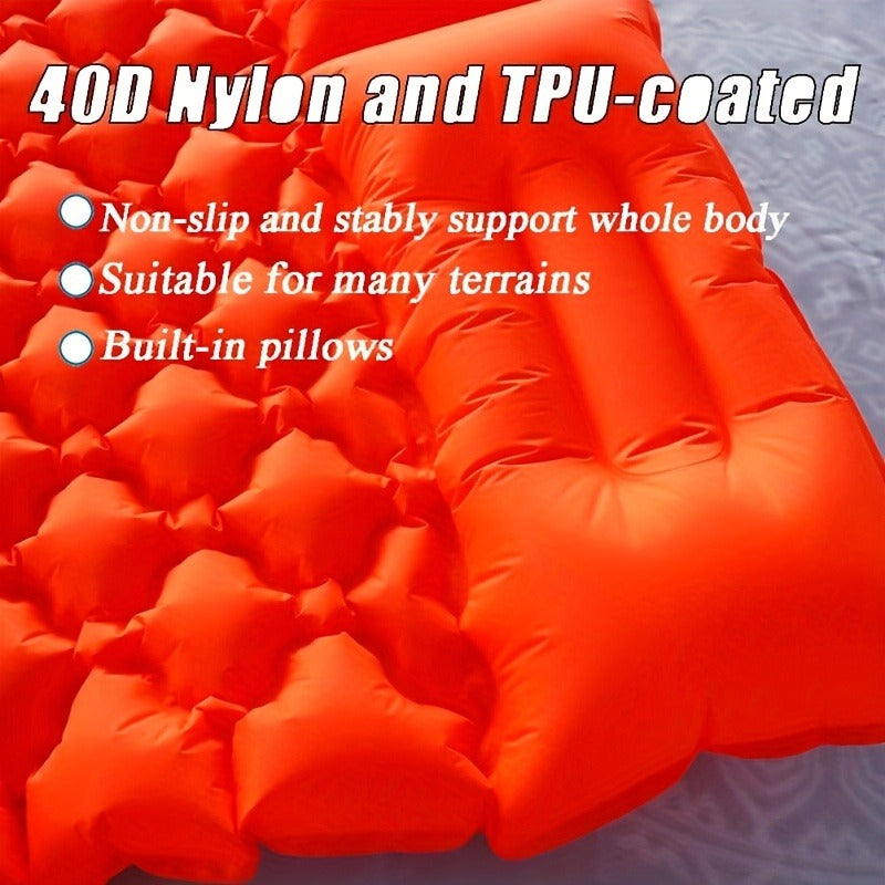 Camping Sleeping Pad Inflatable & Self-Inflating – Ultralight TPU Nylon Mat with Built-In Pump, Single & Double Size for Backpacking