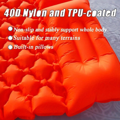Camping Sleeping Pad Inflatable & Self-Inflating – Ultralight TPU Nylon Mat with Built-In Pump, Single & Double Size for Backpacking