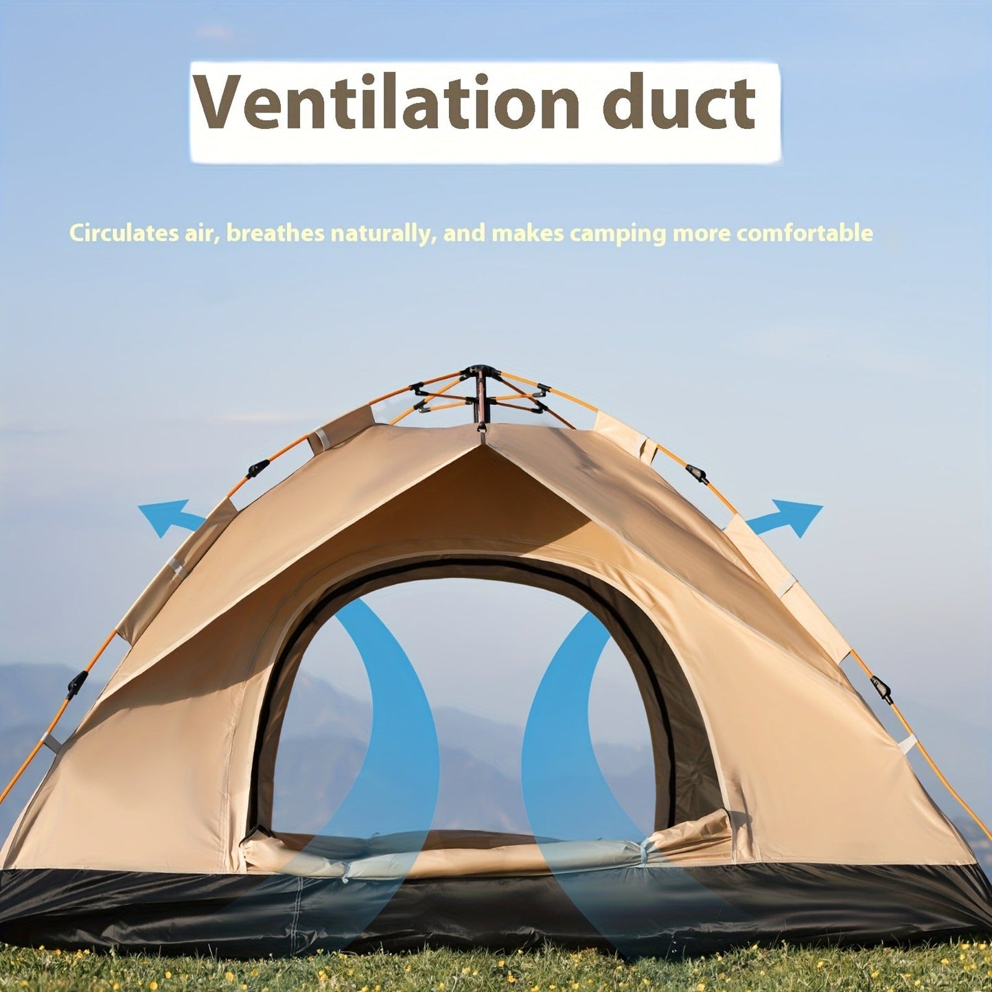 Camping Tent Pop-Up with Dual Doors, Optional Mesh Windows and 1-3 or 3-4 Person Source Options