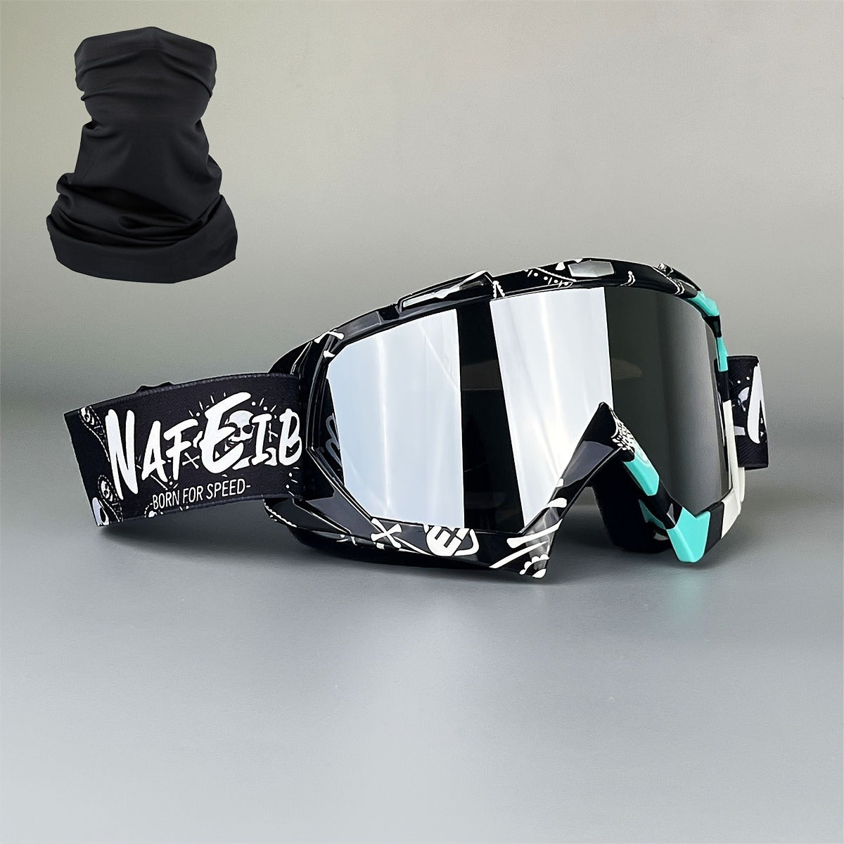 Ski Goggles Set with Black Headband – TPU Frame PC Lens Mirror Coating, Thick Foam Pad, Adjustable Strap, 28+ Color Styles