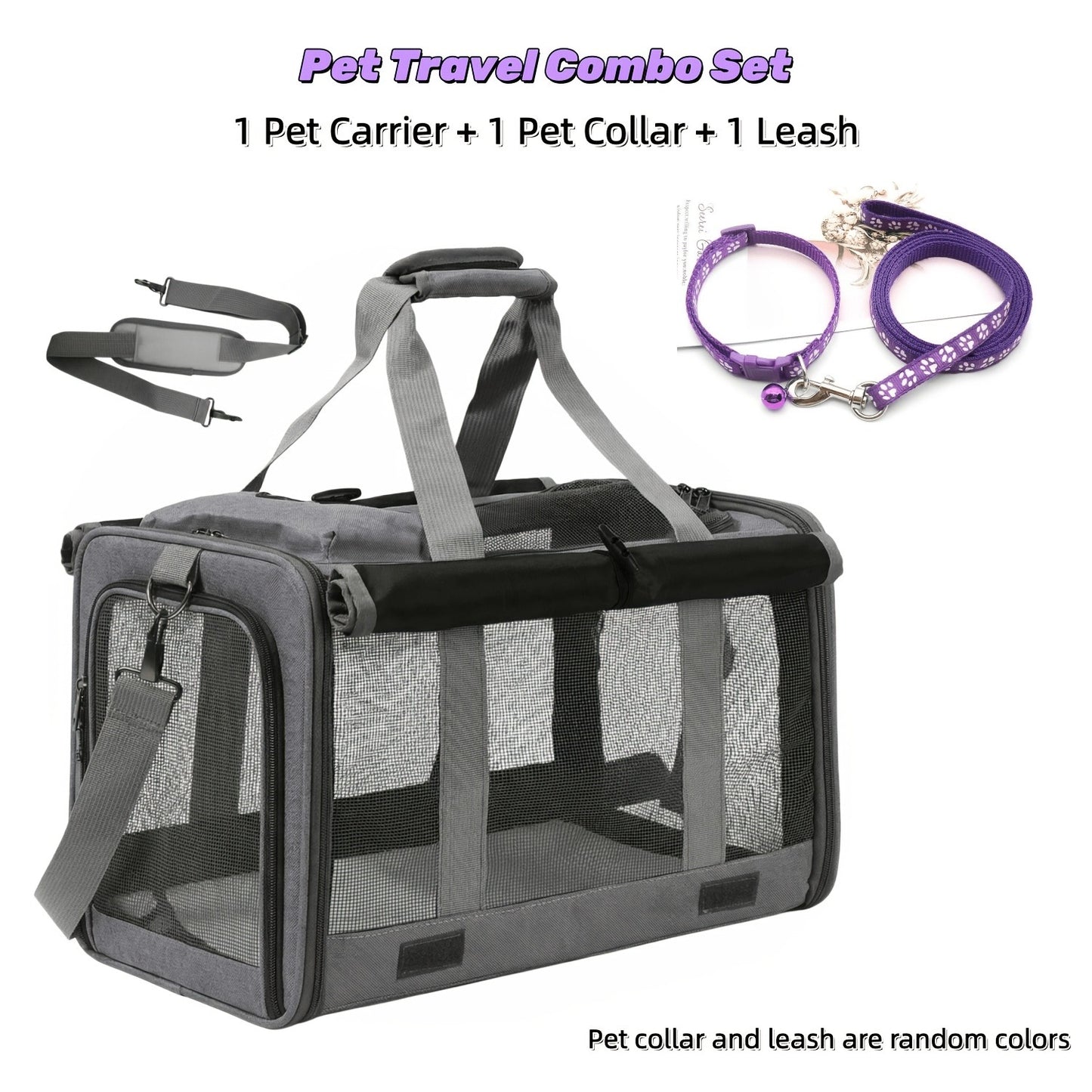 Airline Approved Pet Carrier Soft Sided Collapsible for Cats & Small Dogs – Breathable Oxford Cloth Travel Bag with Zipper Closure