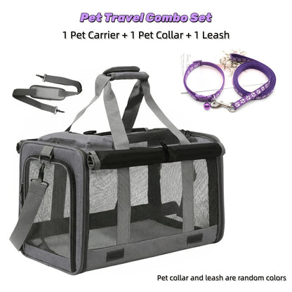 Airline Approved Pet Carrier Soft Sided Collapsible for Cats & Small Dogs – Breathable Oxford Cloth Travel Bag with Zipper Closure