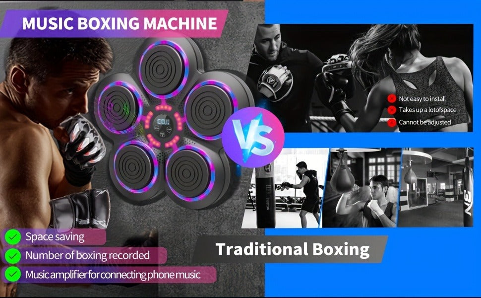 Wall-Mounted Five-Pad Boxing Target with Music Controls and Black or Upgraded-Lighting Checkout Options