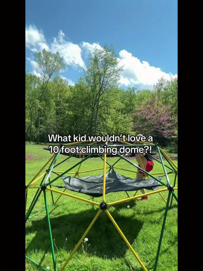 10FT Kids Climbing Dome with Hammock Swing Disc Swing Backyard Jungle Gym Steel Frame Outdoor Play Equipment 1000 LBS Capacity Gift for Boys