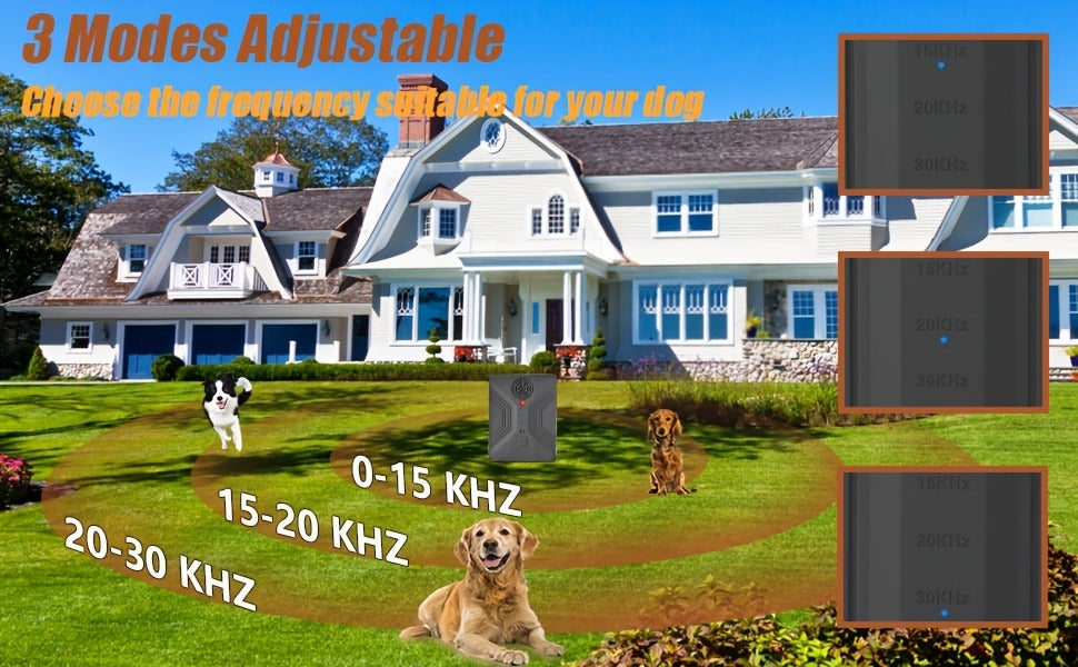 Ultrasonic Anti-Barking Device – Automatic Dog Bark Deterrent with 3 Frequency Modes & 50ft Range | Rechargeable 1500mAh