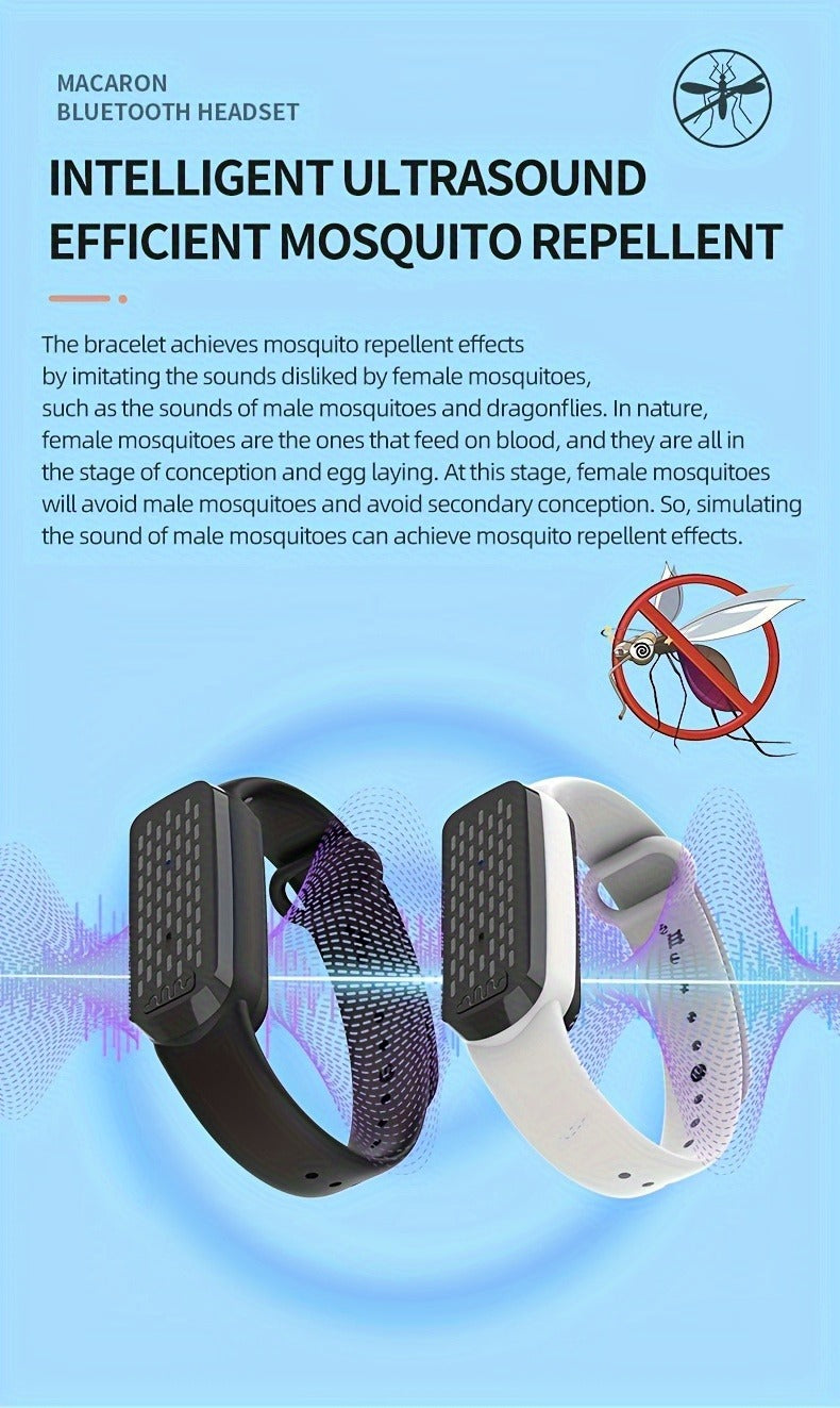 Mosquito Bracelet, Ultrasonic Soundwave Technology, USB Rechargeable, Wristband for Camping Outdoor Hiking Travel