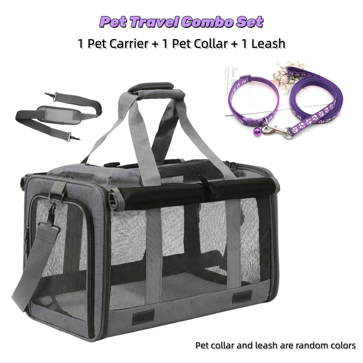 Soft-Sided Mesh-Panel Pet Carrier with Privacy Cover and Nine Color or Accessory Bundle Options