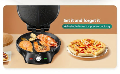 Electric Smokeless Indoor Grill 1500W, 2-in-1 Indoor Grill & Pizza Maker with 30-Min Timer, Auto Shut-Off
