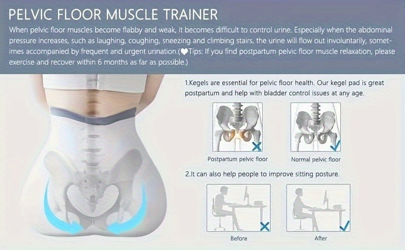 Pelvic Floor Trainer Electric Massage Cushion – 6 Vibration Modes, Wireless Rechargeable, Hip & Leg Muscle Training for Men Women