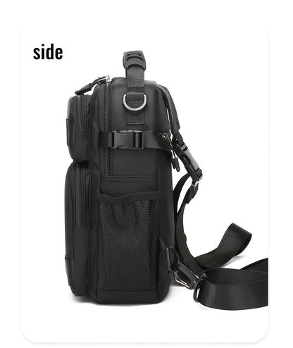 Multi-Pocket Crossbody Chest Pack with Adjustable Sling Strap, Zipper Compartments and Black or Grey Finish