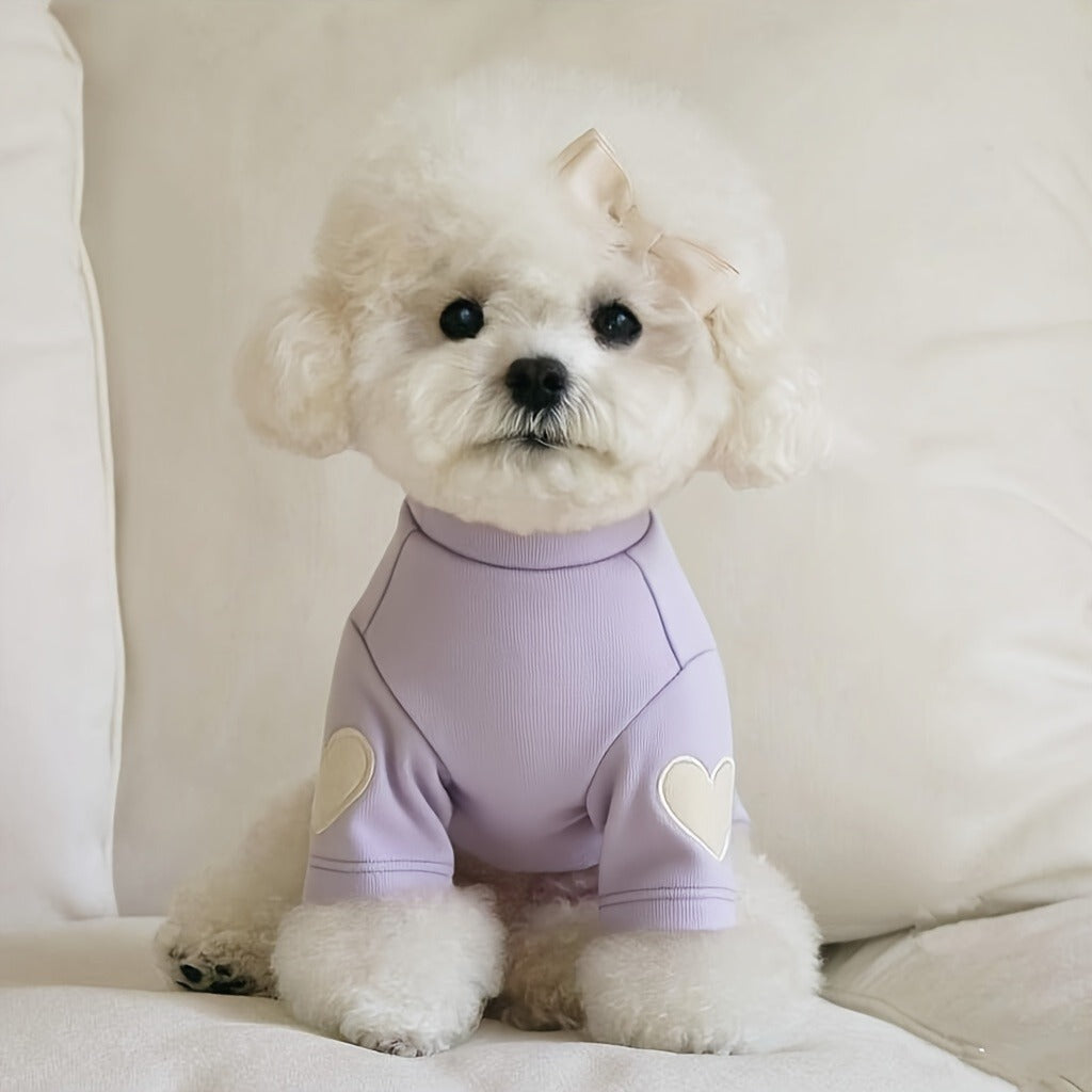 Dog Fleece Shirt 3-Pack Heart Print Spring Summer Base Layer – Thin Two-Legged Pet Clothes for Teddy, Bichon Frise & Small Medium Dogs