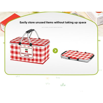Insulated Picnic Box with Aluminum Frame – Collapsible Thermal Camping Storage Basket for Outdoor Picnic, BBQ
