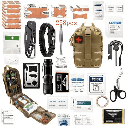 Outdoor Survival Gear Set 11/13/258-Piece – Professional Emergency Kit with Fire Starter & Compass | Multi-Tool Outdoor Equipment