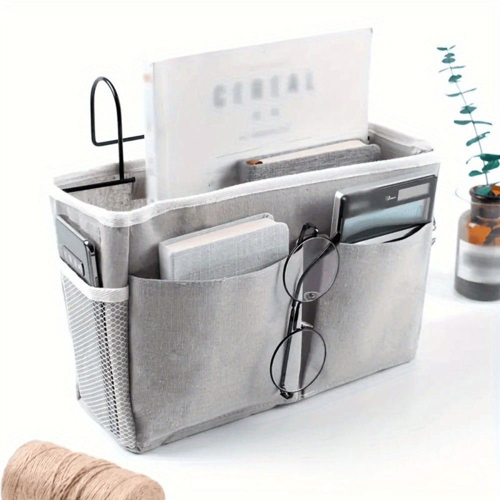 Bedside Hanging Organizer 2Pack Bed Rail Storage Bag - Bunk Bed Dorm Hospital Caddy for Books for Entryways, Bedrooms and Living Spaces
