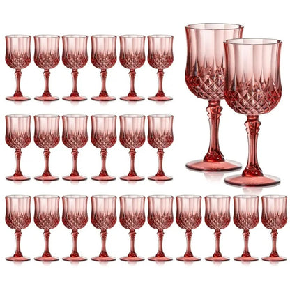 Plastic Wine Glasses 24 Pack 7oz for Home Cooking, Dining and Outdoor Meals, with the Listed Configuration
