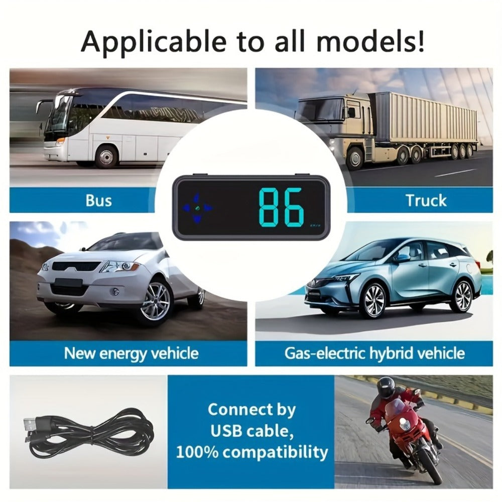 GPS HUD Speedometer Head Up Display – Digital Car Speed Meter Plug & Play, KMH MPH Switch, Multi-Color Display for All Vehicles