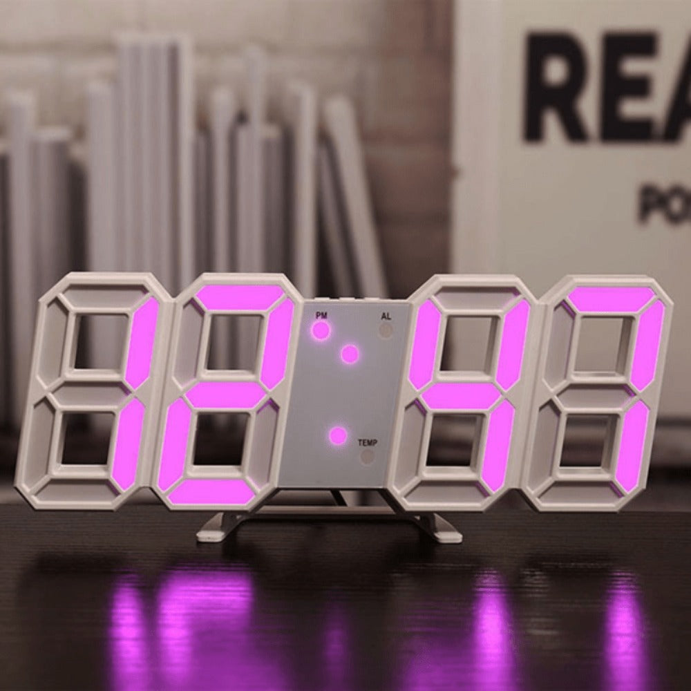 3D LED Digital Alarm Clock Colorful Night Light Home Decor Bedroom Desk Clock USB Powered for Entryways, Bedrooms and Living Spaces