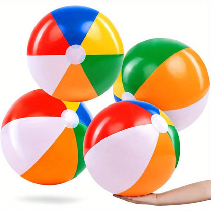 Rainbow Beach Balls 4-Pack 20 Inch, Large Inflatable Beach Ball Set for Pool Party Decorations
