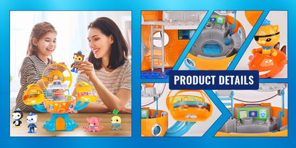 Octonauts Octopod Castle Adventure Playset, 8 Action Figures Glow Stickers Light Sound Effects