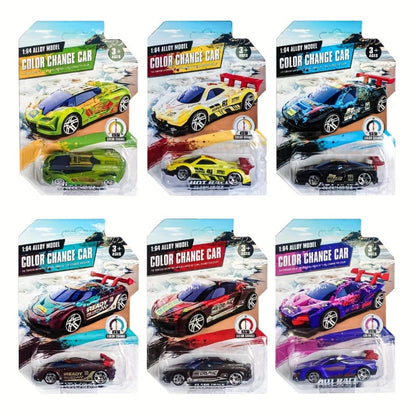 Six-Piece Temperature-Responsive Color-Changing Die-Cast Toy Car Set with Assorted Vehicle Styles