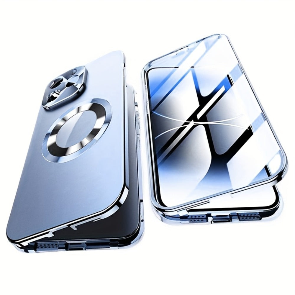 iPhone Anti-Spy Magnetic 2-in-1 Phone Case with All-Round Lens Protection – Complete Drop Protection Cover for iPhone 12 13 14 15 16 Pro Max