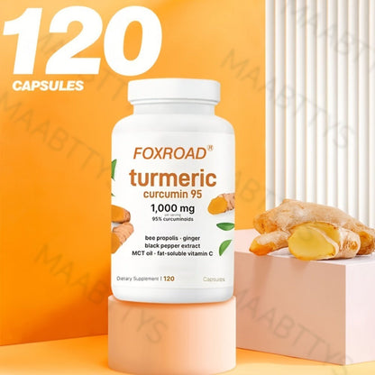 Curcumin 6-in-1 Capsules with 95% Active Curcumin, Vitamin C & Probiotics, 120 Capsules 120-Day Supply